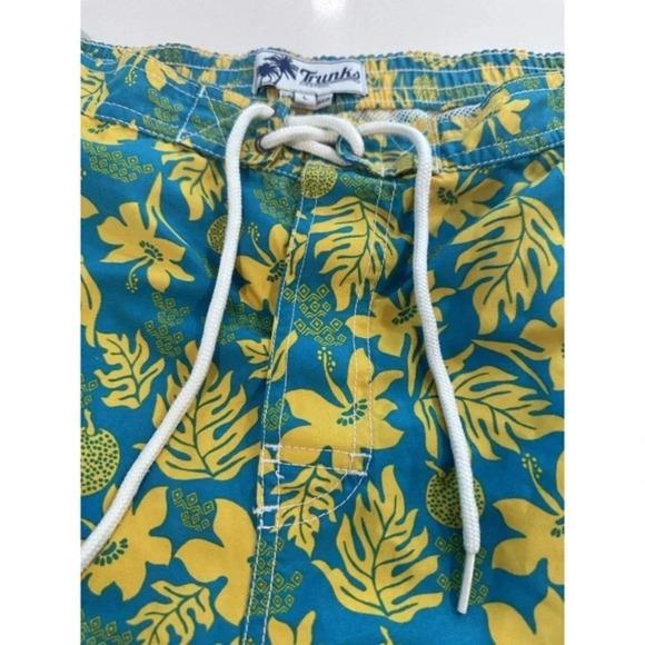 Trunks Surf & Swim Co. Men's Yellow & Teal Swim Trunks Shorts Size 34 F0298 - Picture 4 of 9